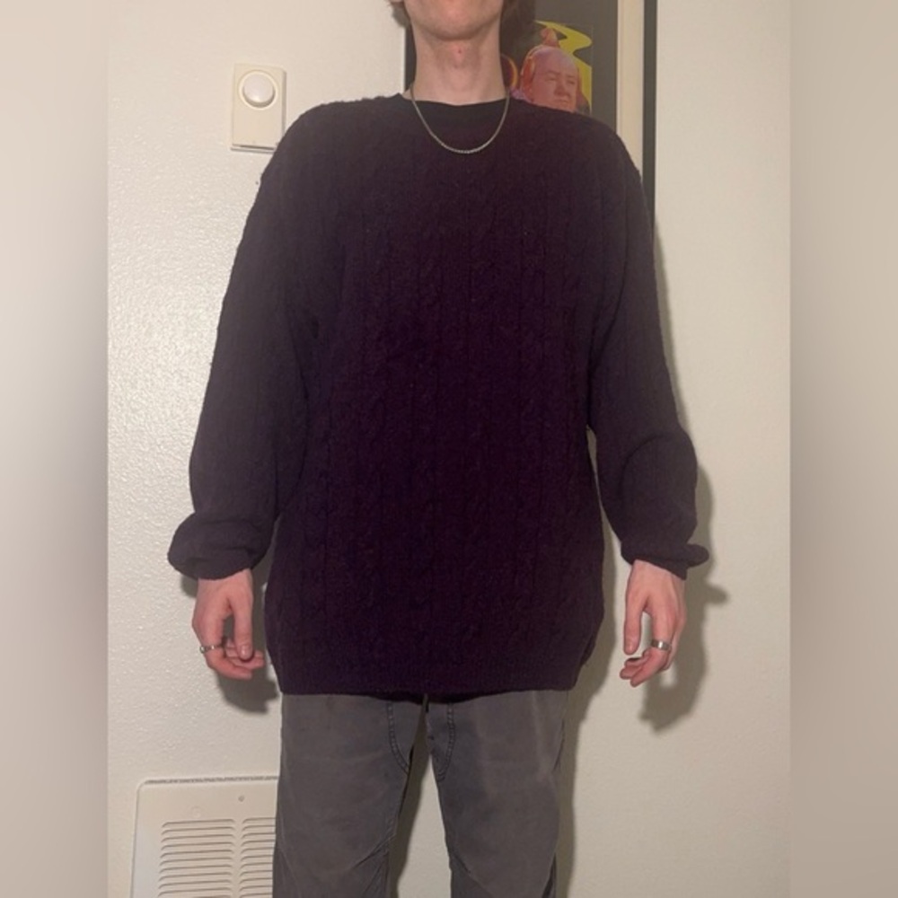 Vintage Wool Eddie Bauer Purple Cable Knit Sweater